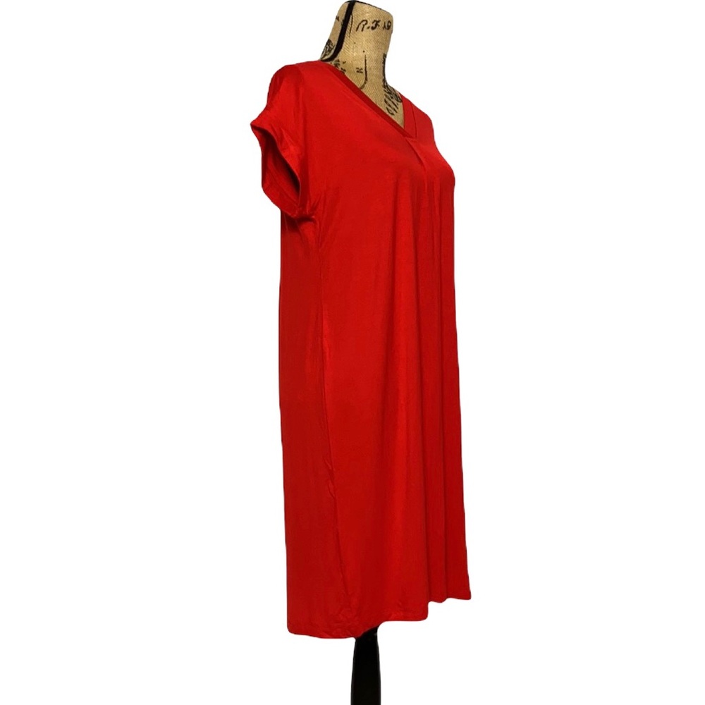 Spense Red Short Sleeve V-Neck A-Line Mini Dress S - Picture 2 of 7